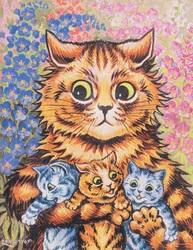 Un chat avec ses chatons